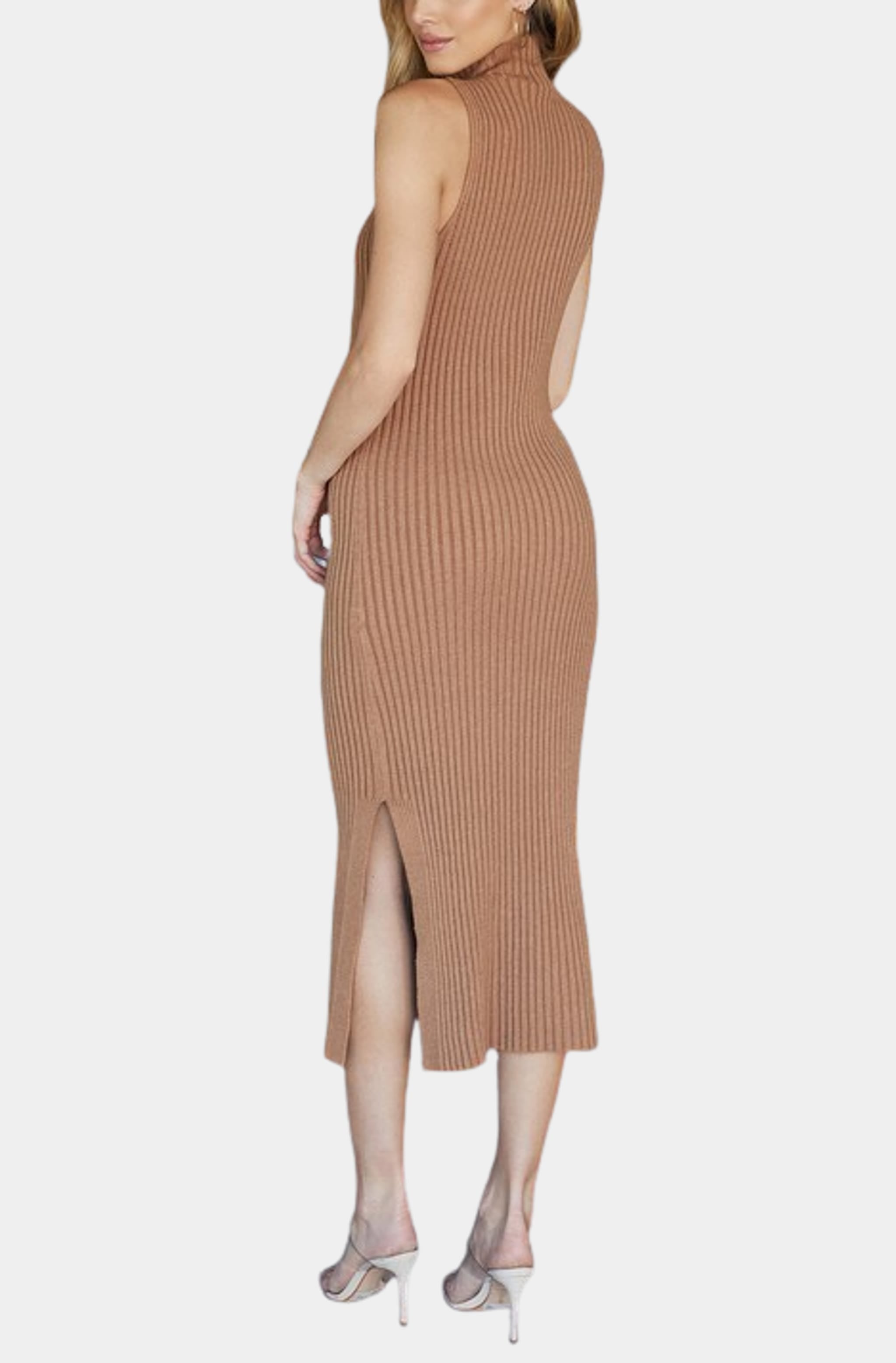 Knit Mock Neck Ribbed Dress