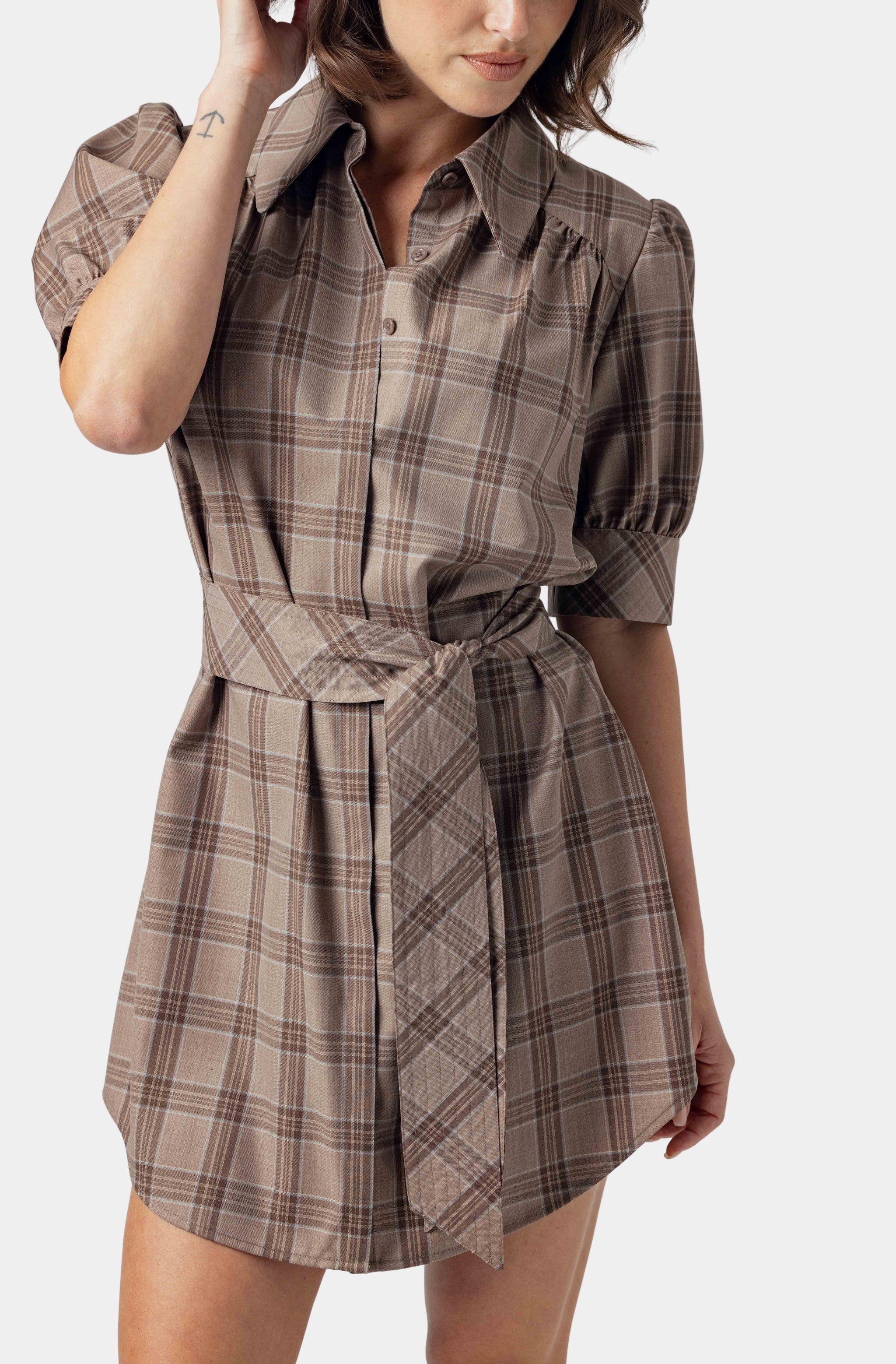 Mocha Plaid Kambry Dress