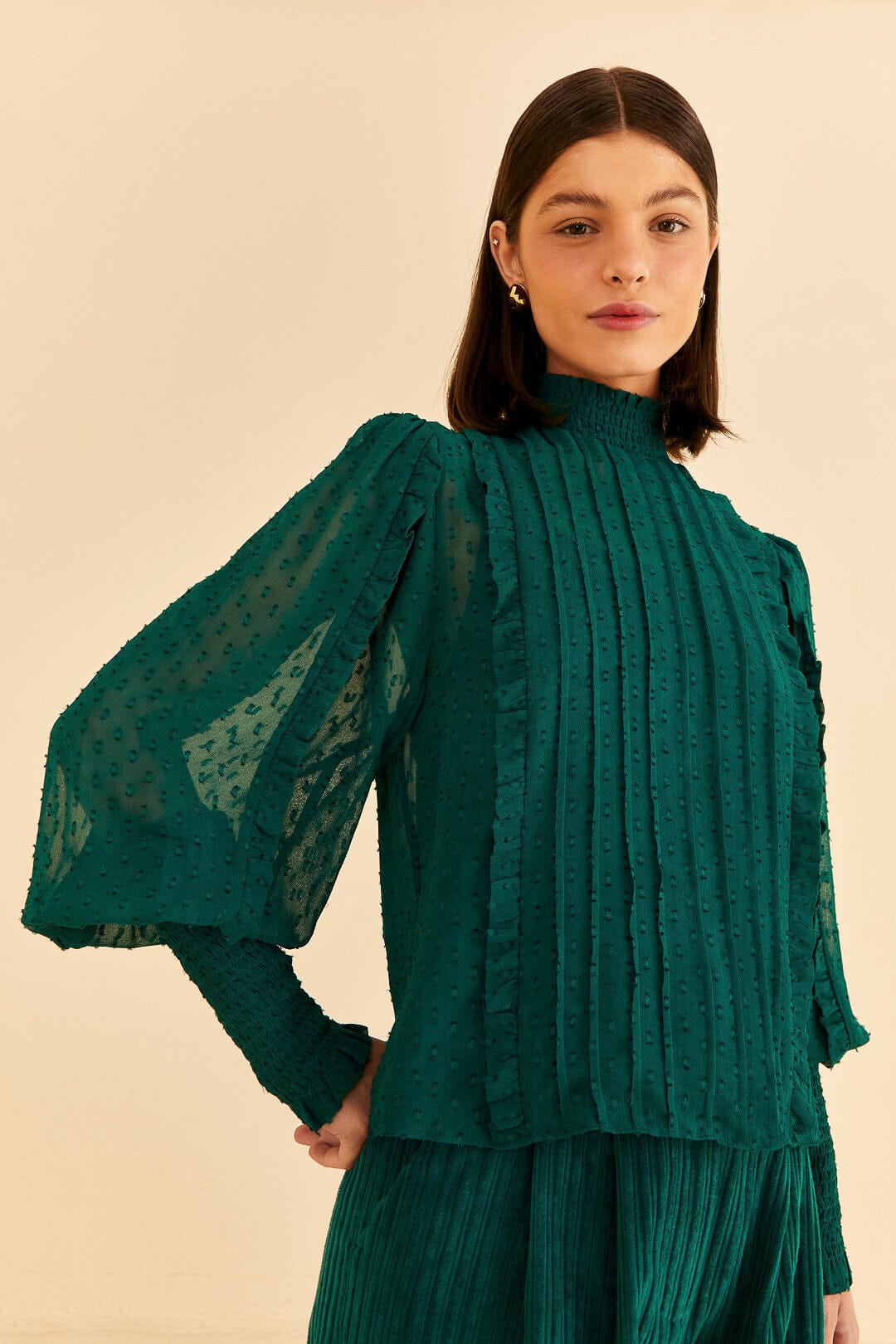 Ruffled Long Sleeve Blouse