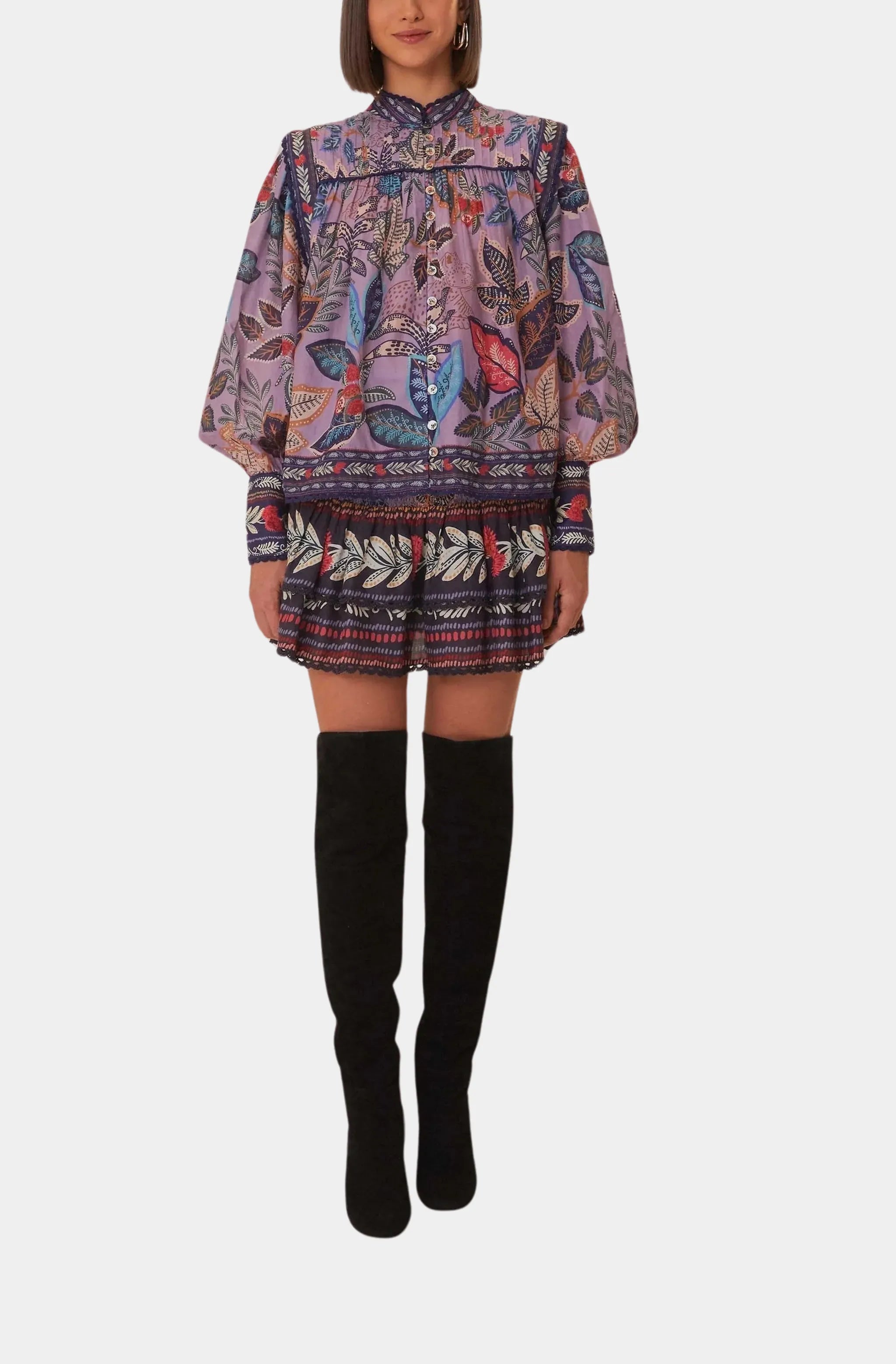 Wild Night Lavender Long Sleeve Blouse, Fall blouse, long sleeve blouse,
