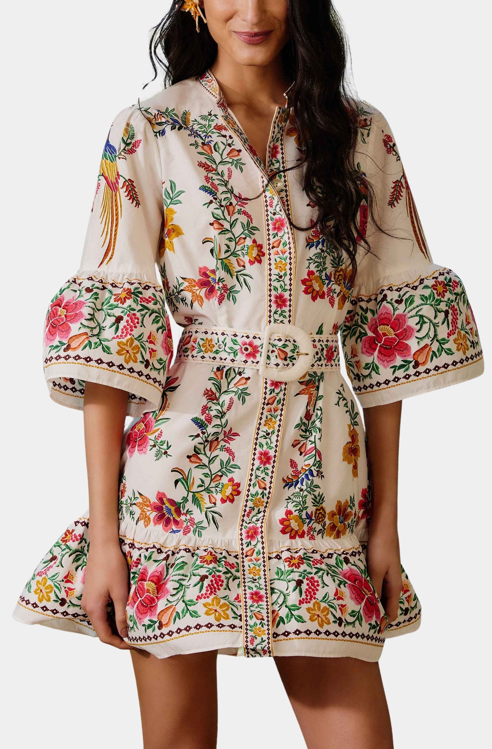 Delicate Forest Scarves Off-White Mini Dress
