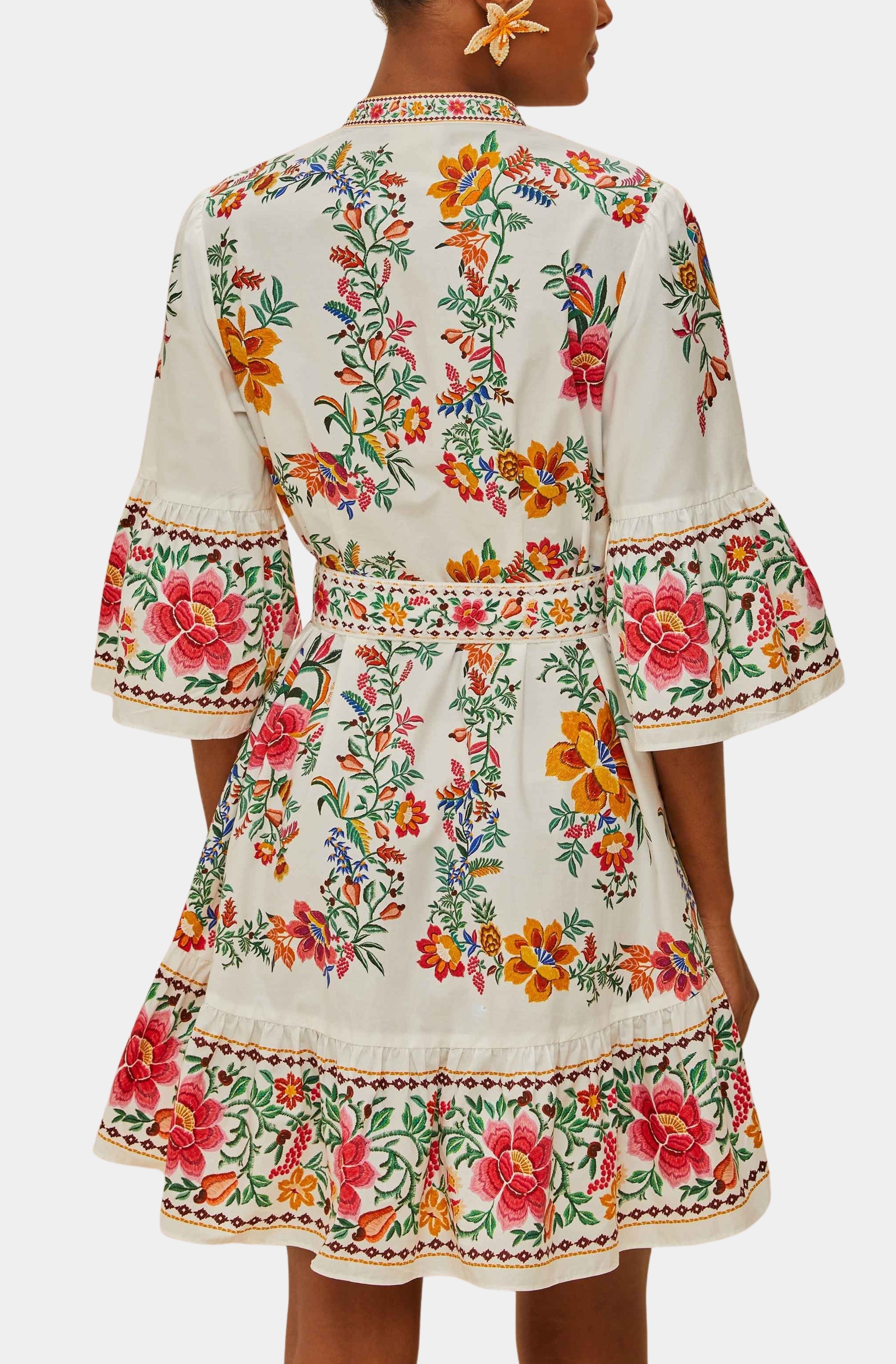 Delicate Forest Scarves Off-White Mini Dress
