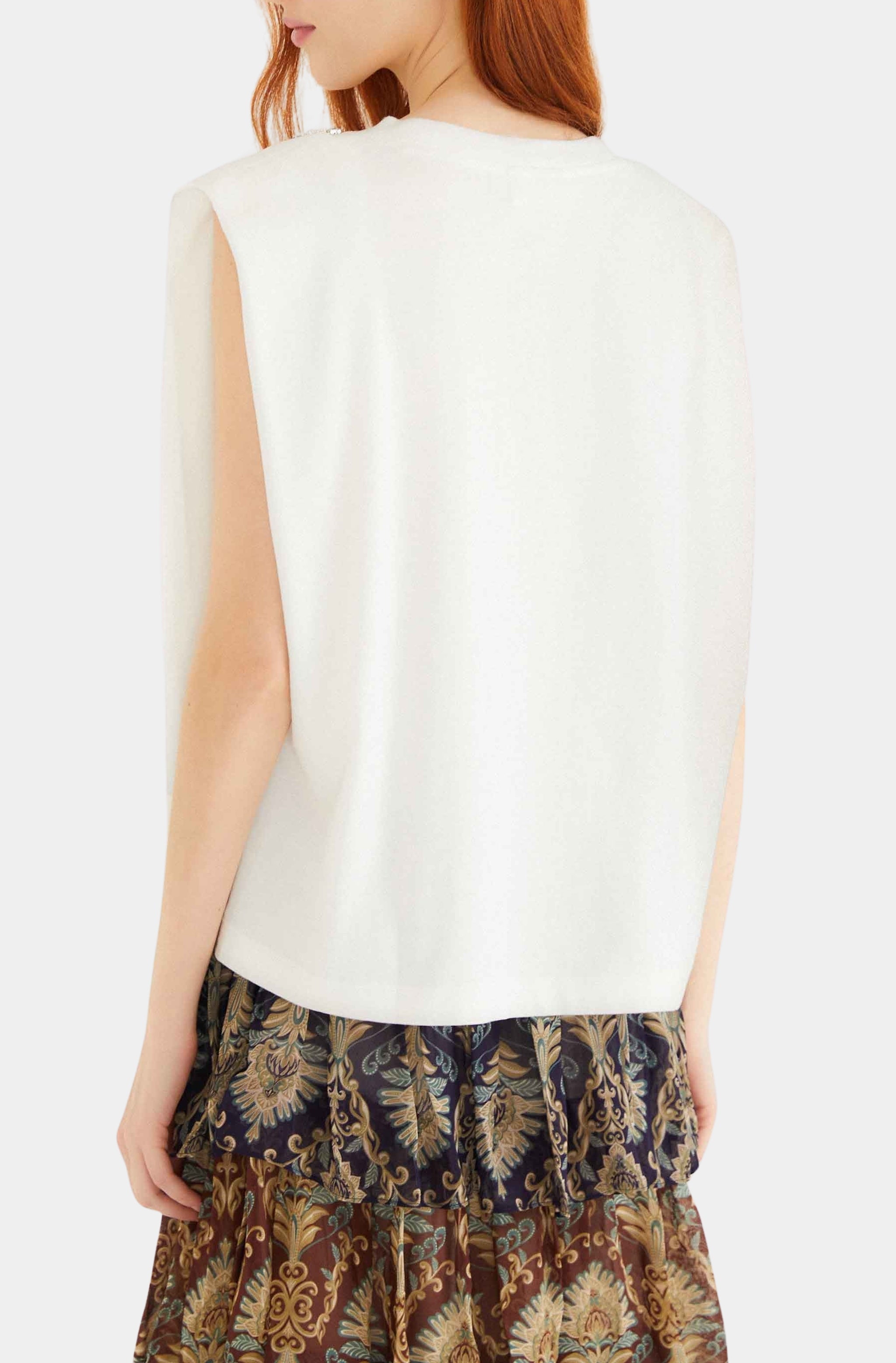 Sparkling Padded Shoulder T-Shirt