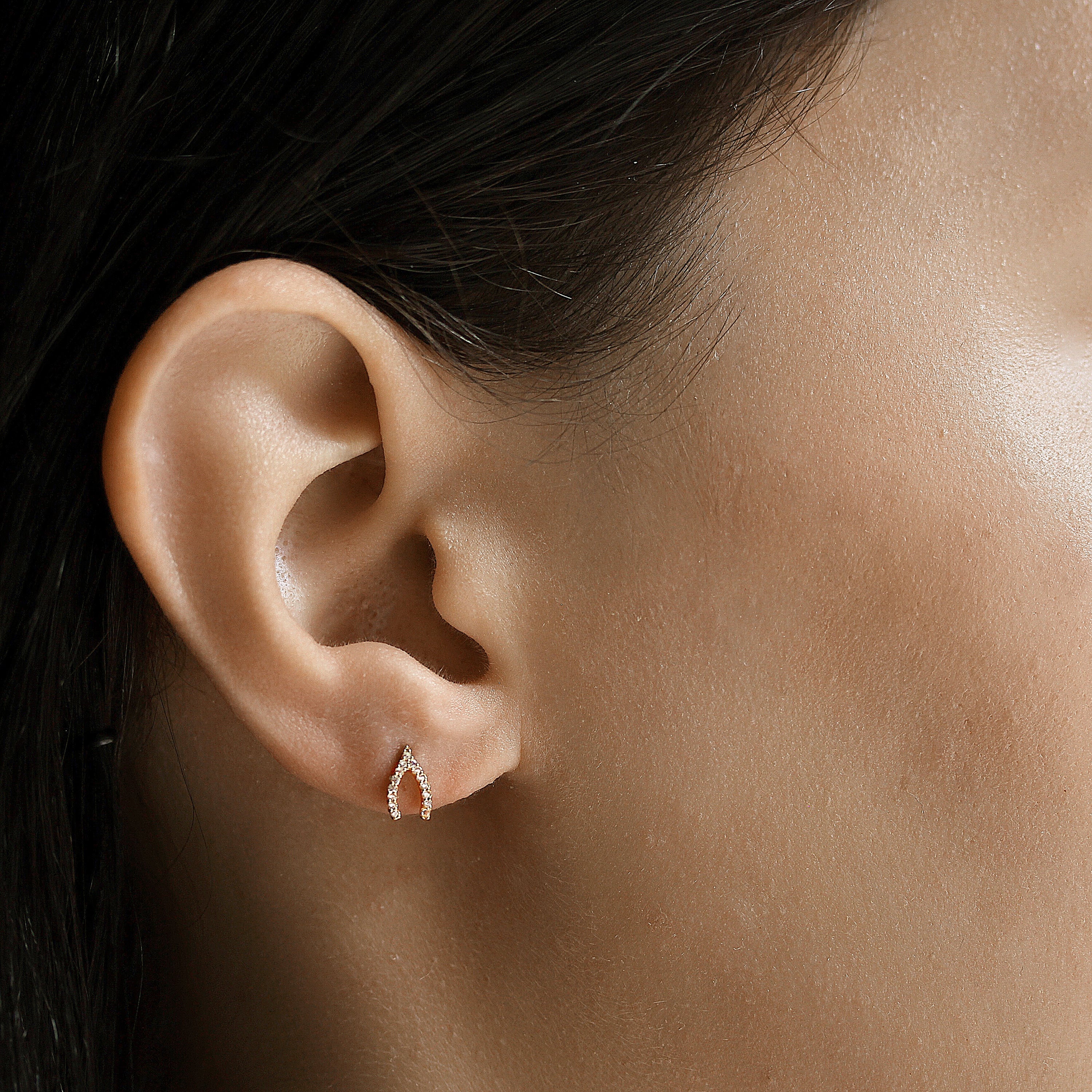 Pave Mini Wishbone Earrings
