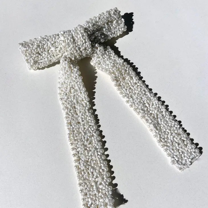 Embellished Hair Bow Barrette Clip