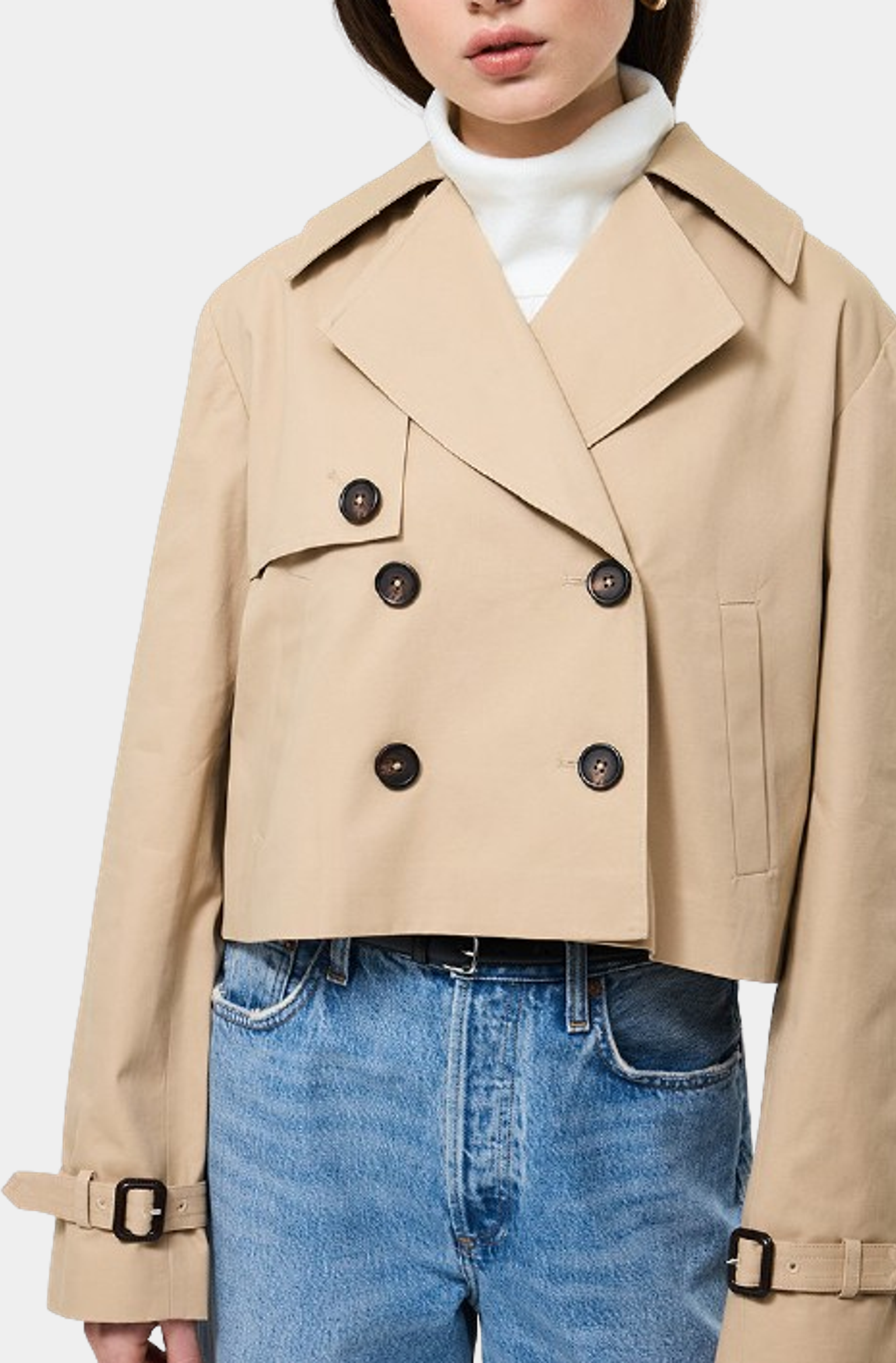 Cropped Twill Trench