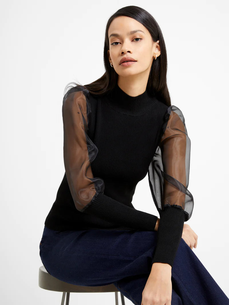 Krista Organza Long Sleeve High Neck Top