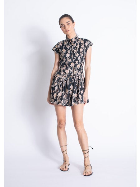 Zelie Embroidered Print Mini Dress