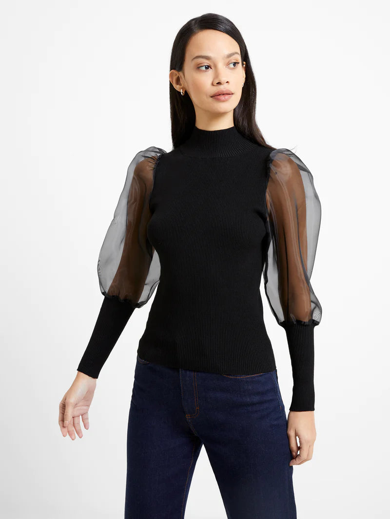 Krista Organza Long Sleeve High Neck Top