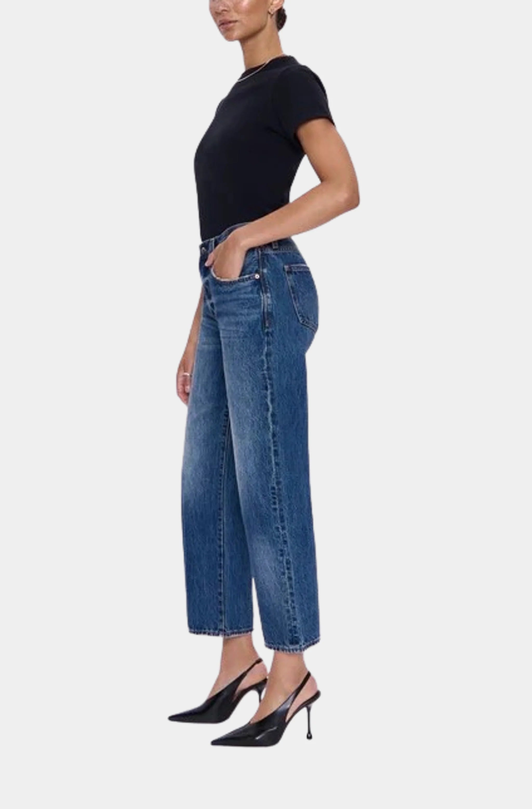 Lexi Mid Rise Bowed Straight Jean