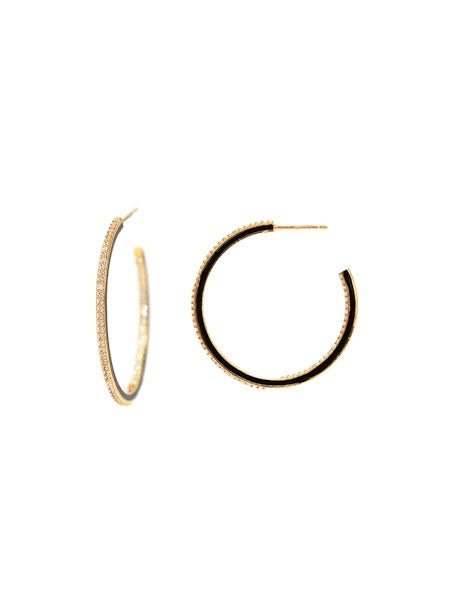 Medium Pave Hoops with Enamel