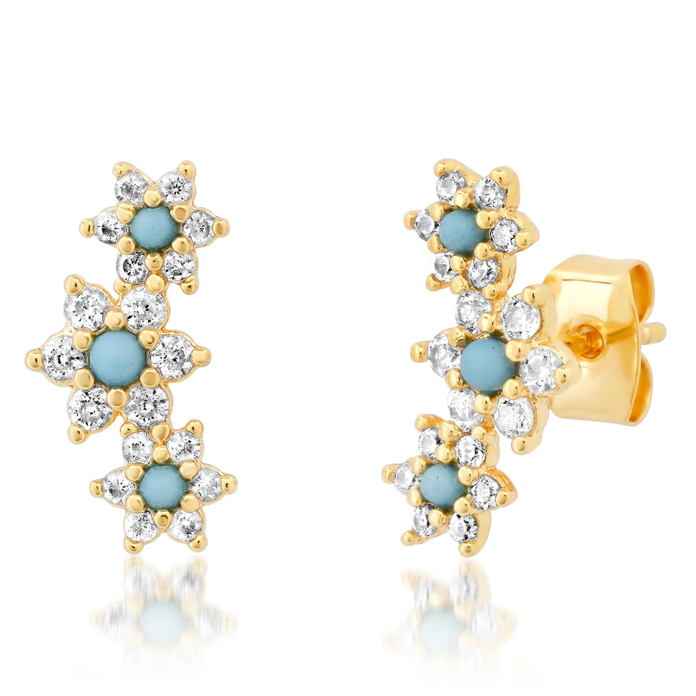 Triple Turquoise Flower Earrings