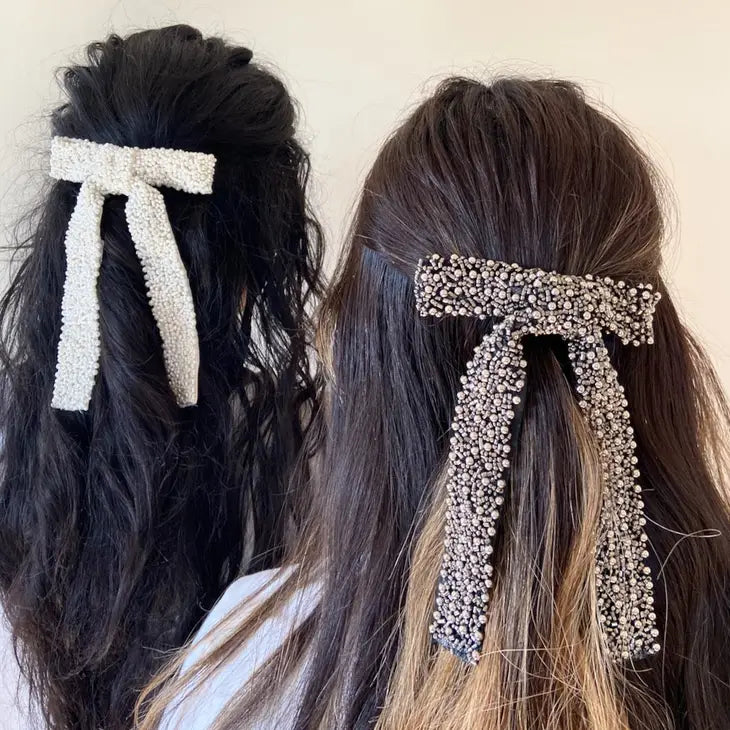 Embellished Hair Bow Barrette Clip