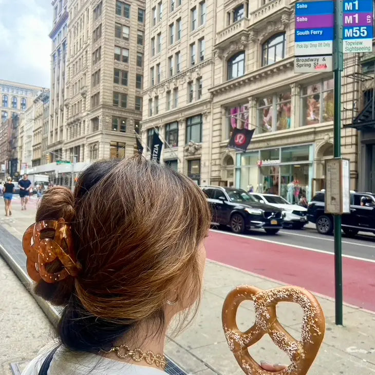 Hand-painted Pretzel Snack Hair Clip
