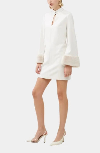 Whisper Ruth Faux Fur Trim Mini Dress