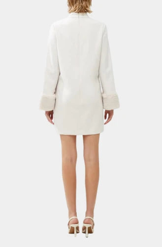 Whisper Ruth Faux Fur Trim Mini Dress