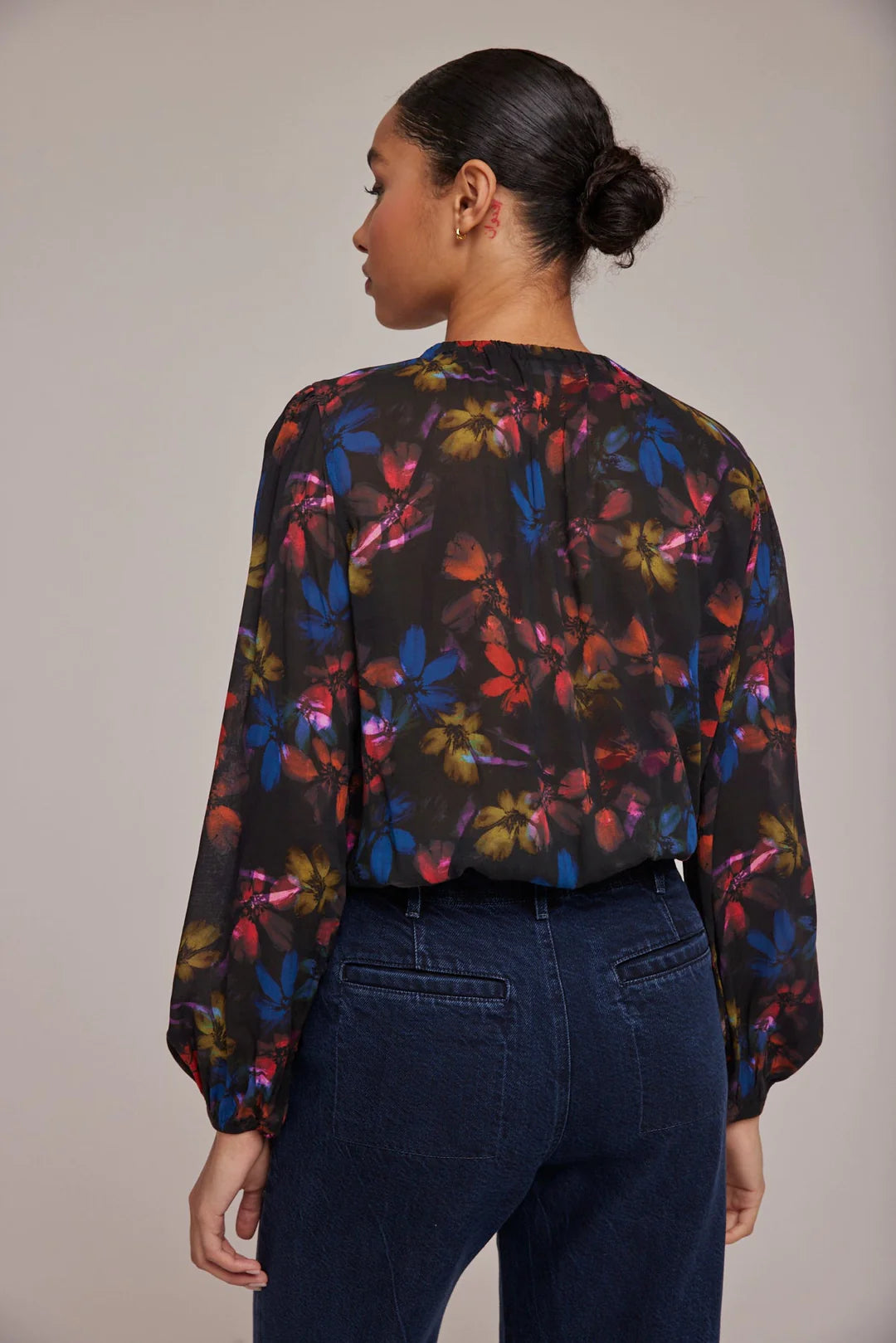 Mock Neck Smocked Cuff Top