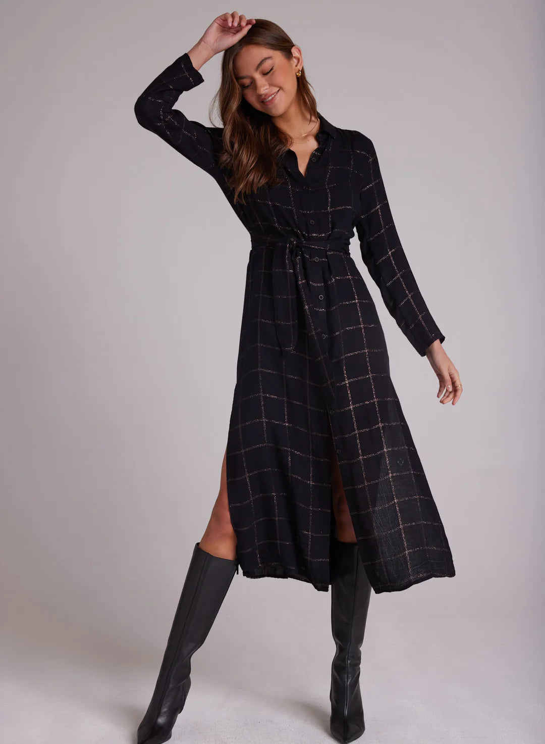 Maxi Shirtdress with Smocked Waist