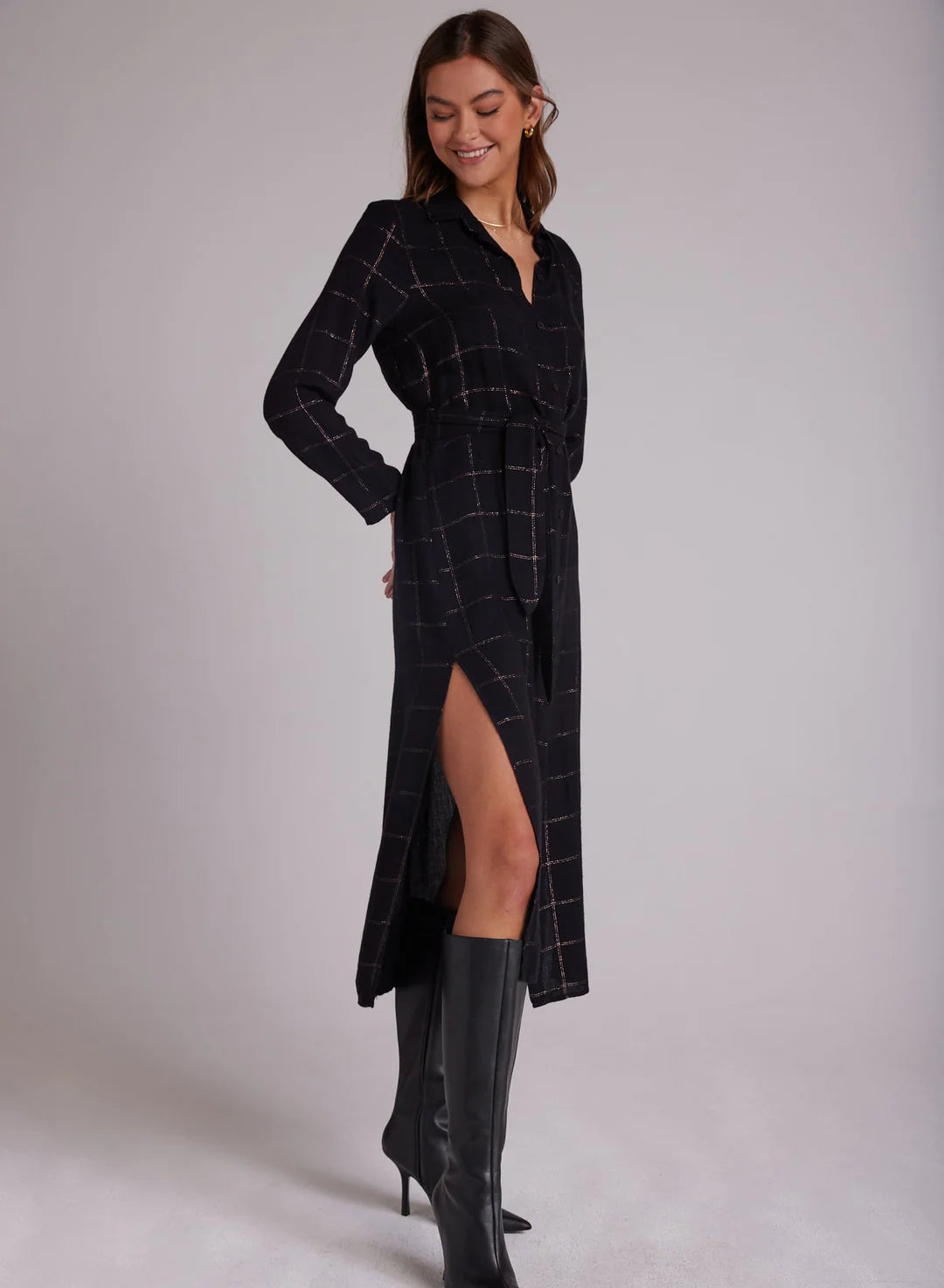 Maxi Shirtdress with Smocked Waist