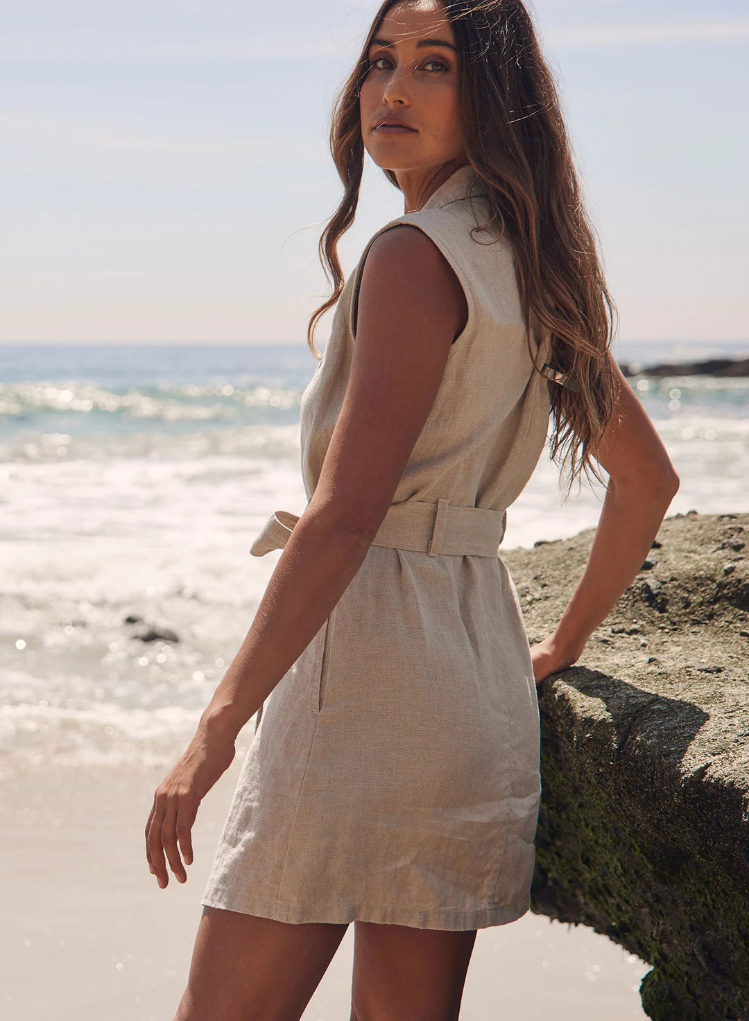 Sleeveless Belted Blazer