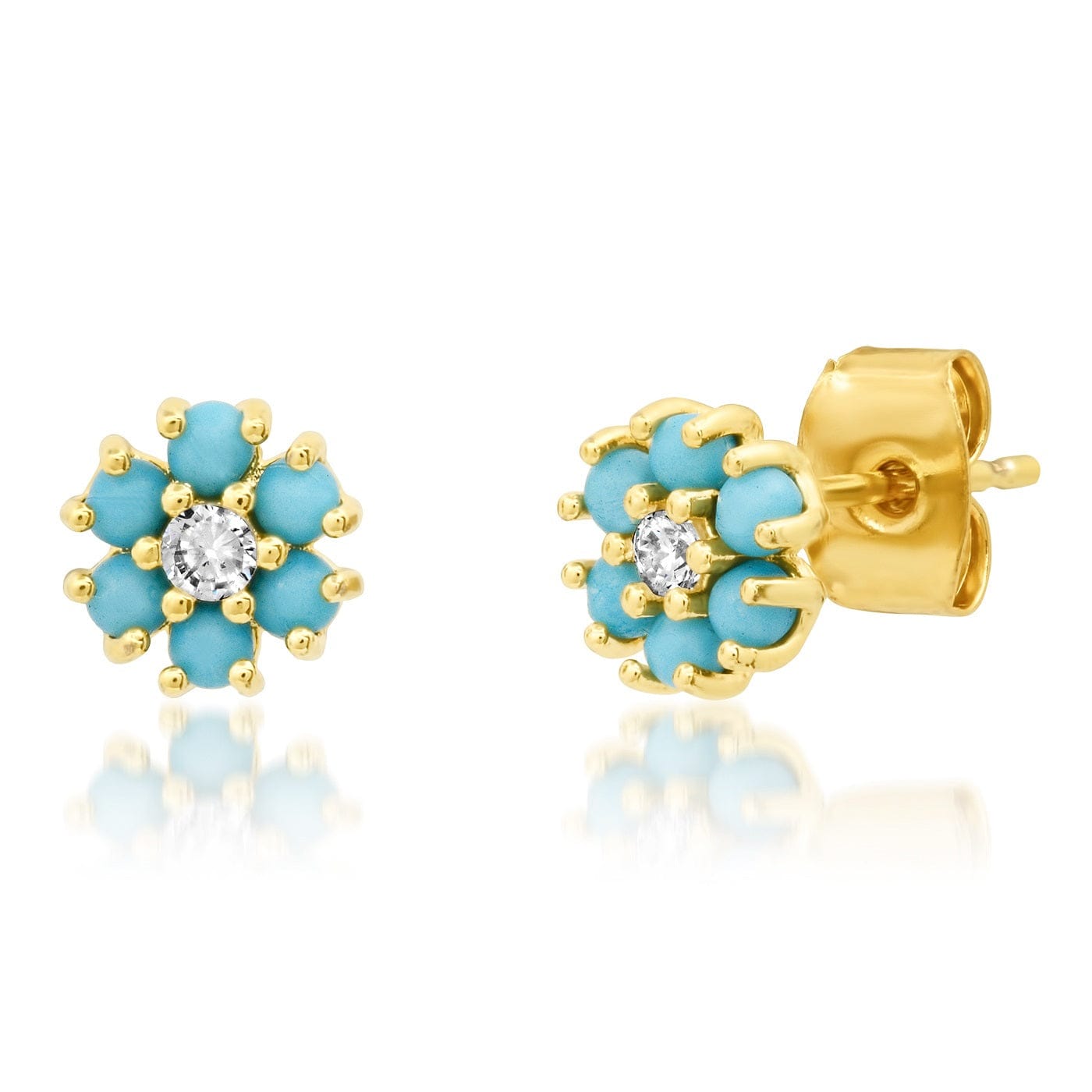 CZ Flower Stud Earrings