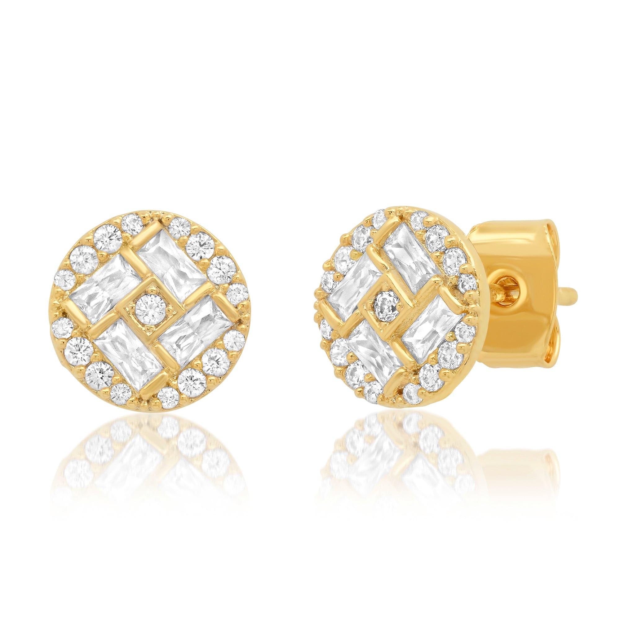 Gold Pave Circle Studs