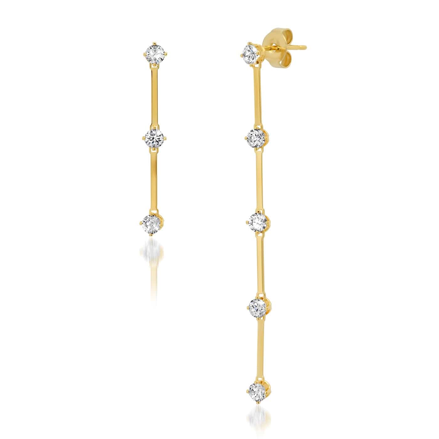 High/Low Linear Gold Vermeil And CZ Earrings