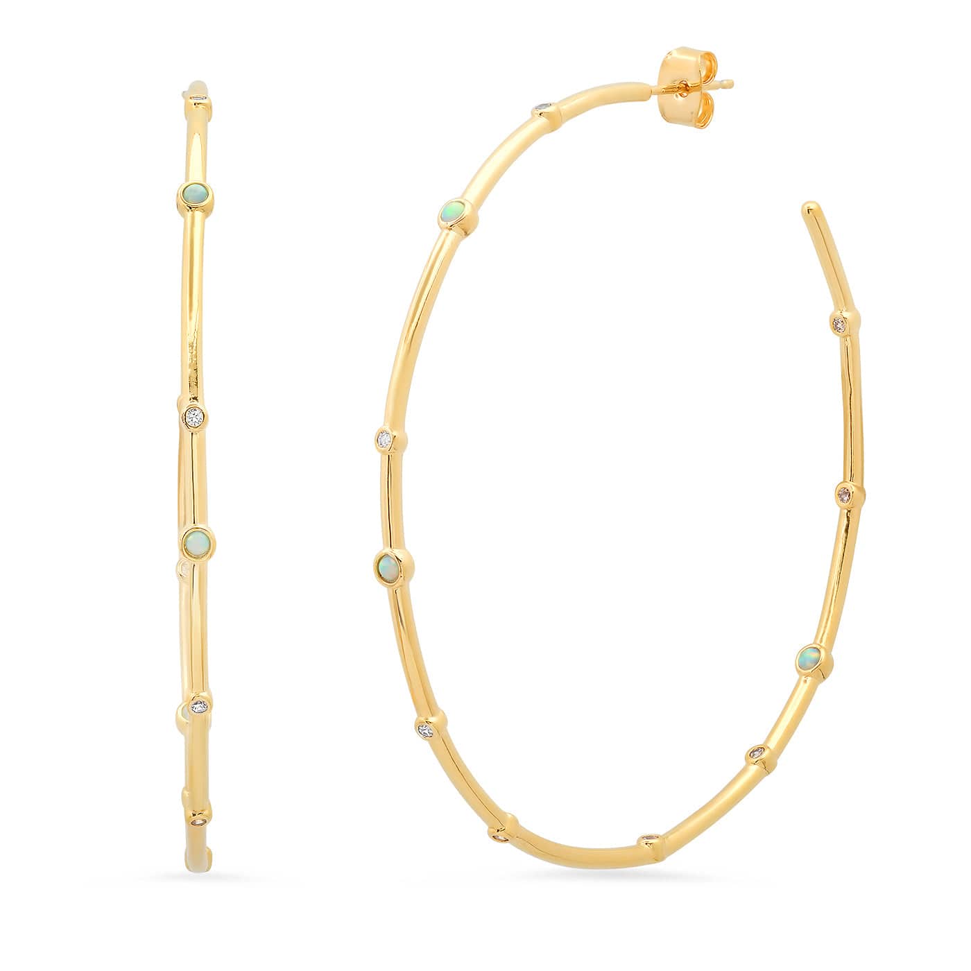 Large Open Hoops With Opal Accents