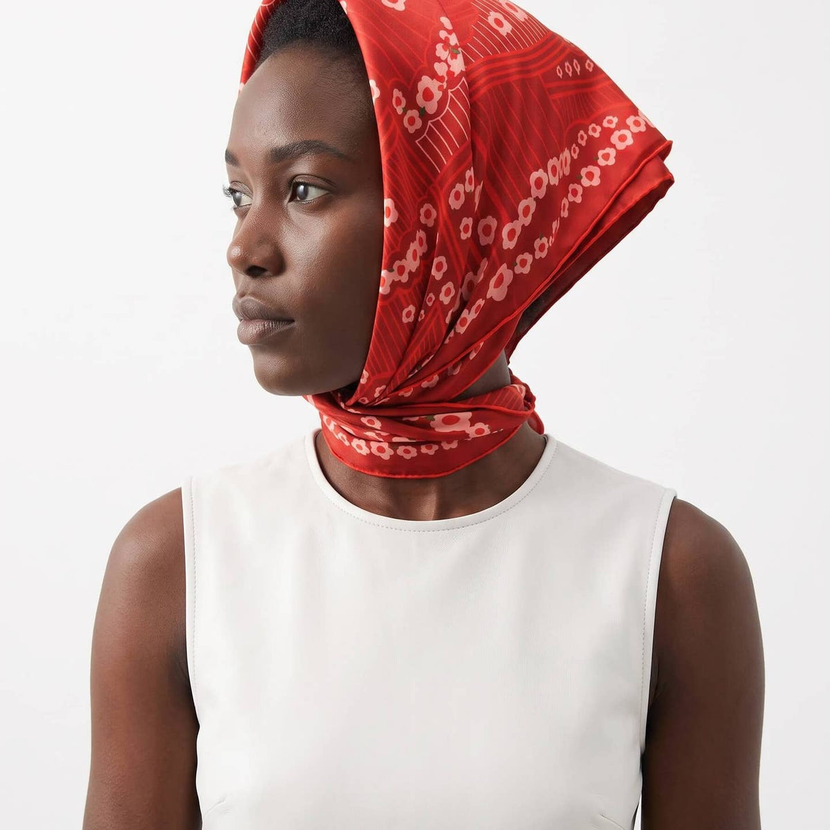 Scarlet Rhythm Double Sided Silk Scarf