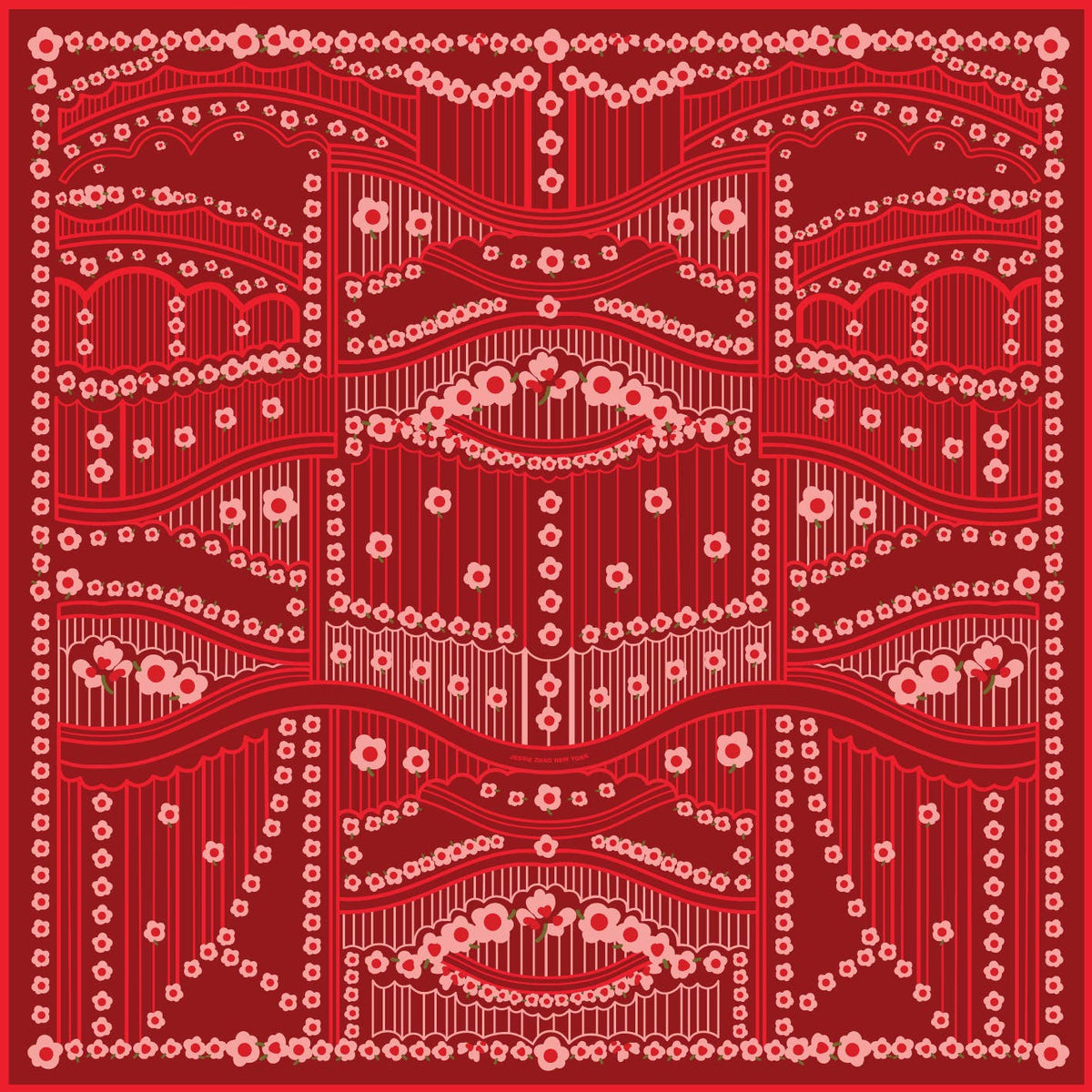 Scarlet Rhythm Double Sided Silk Scarf
