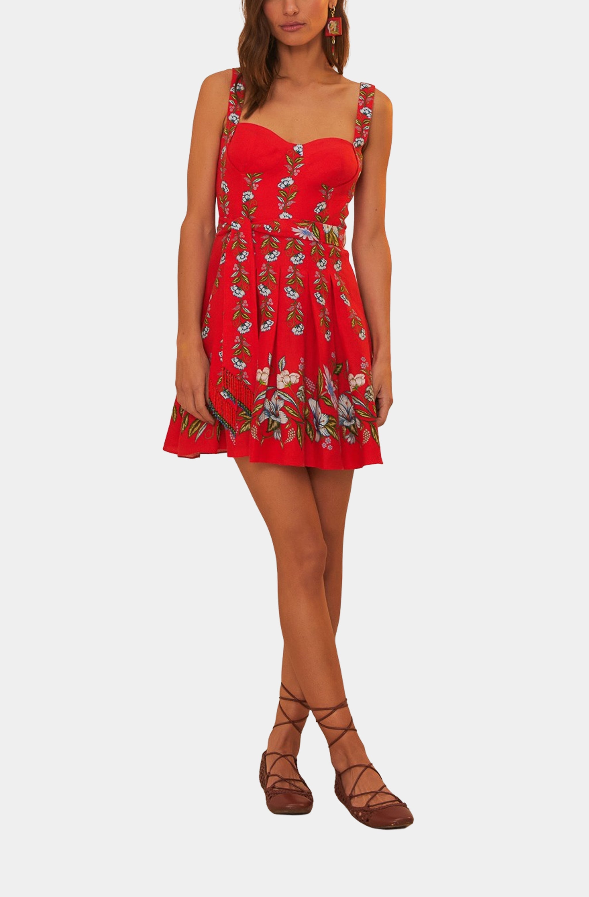 Sweet Bloom Bouquet Red Sleeveless Mini Dress