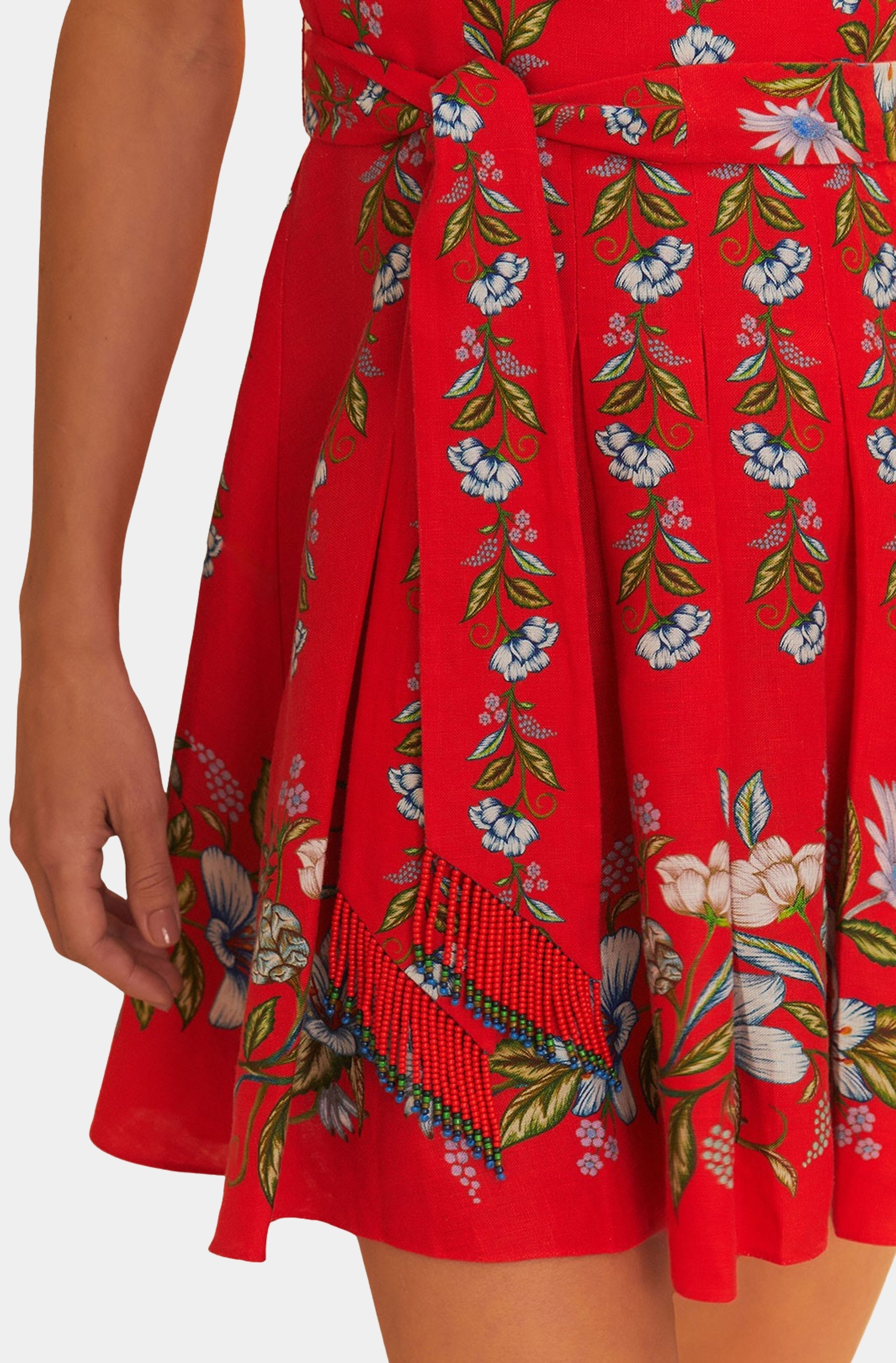 Sweet Bloom Bouquet Red Sleeveless Mini Dress
