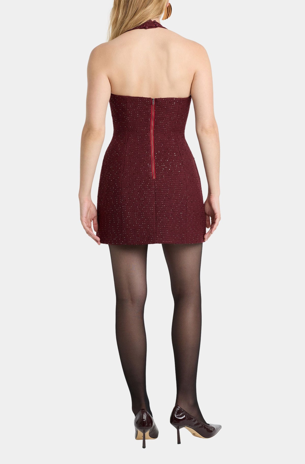 Nevelle Boucle Halter Dress