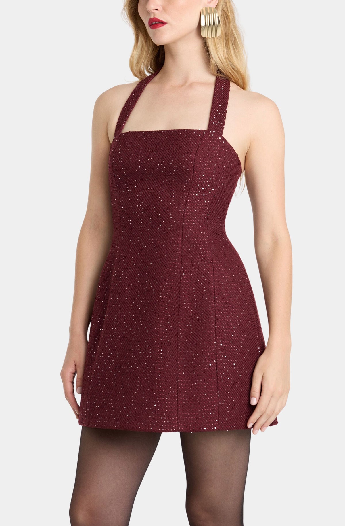 Nevelle Boucle Halter Dress