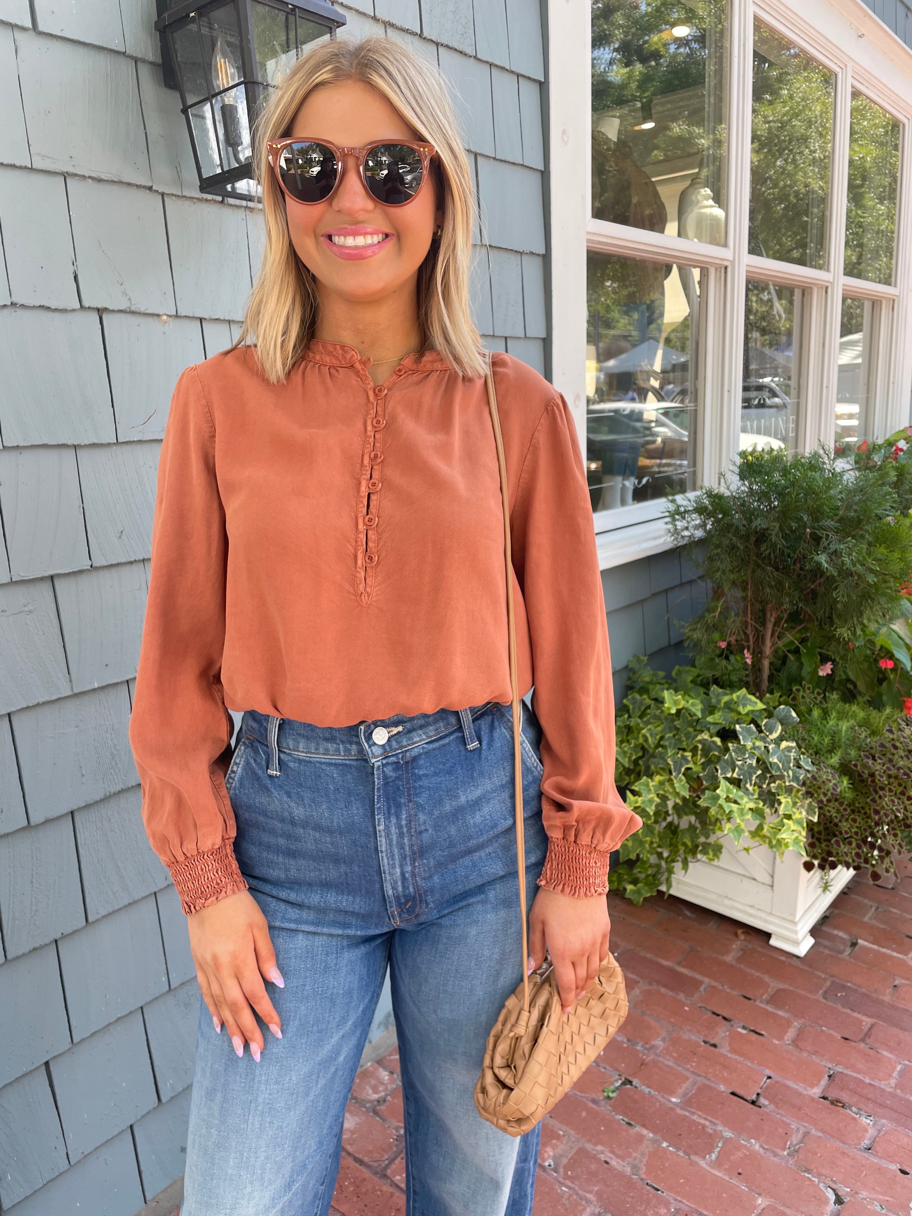 Long Sleeve Elastic Waist Top