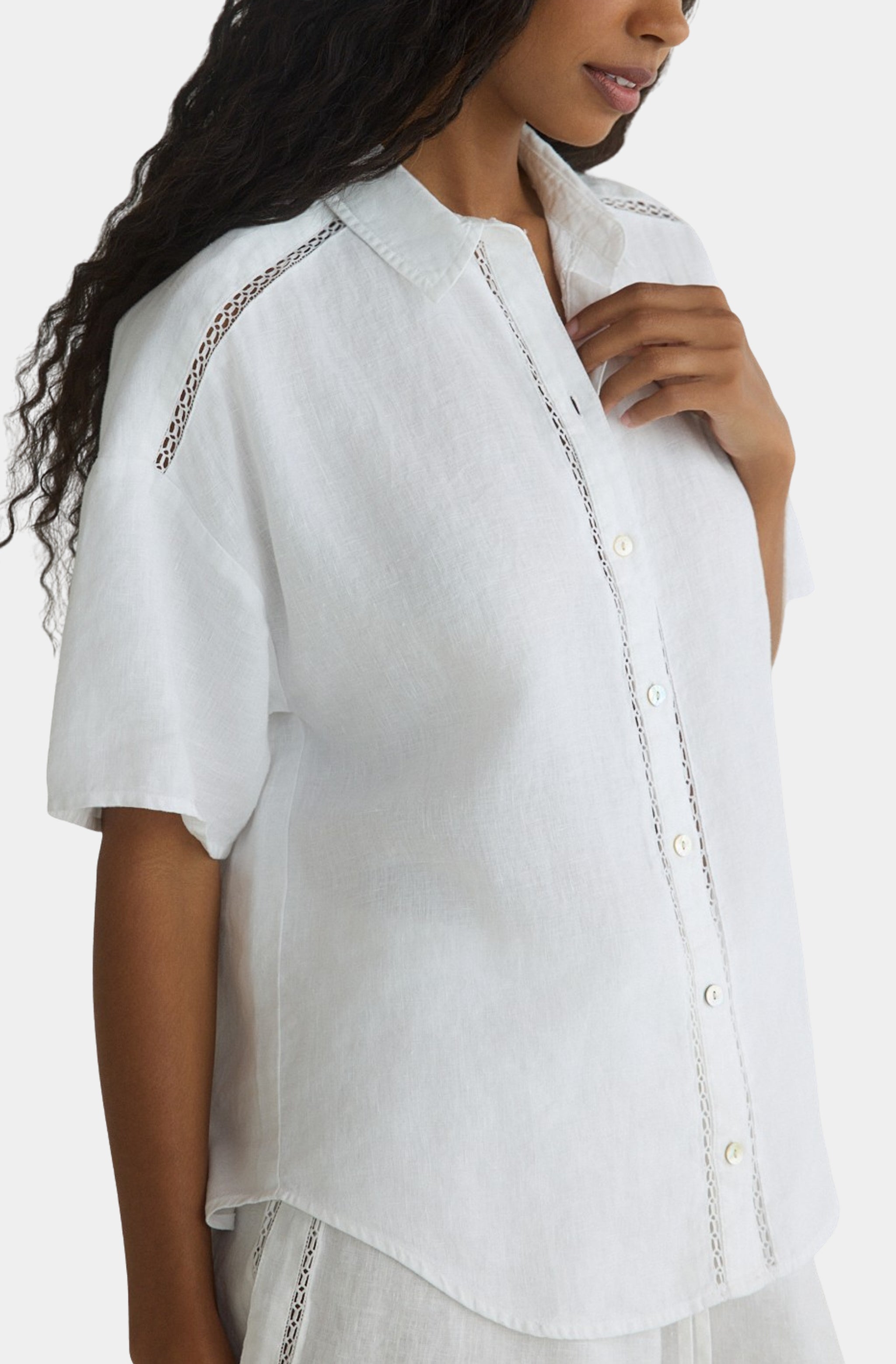 Lace Trim Button Down