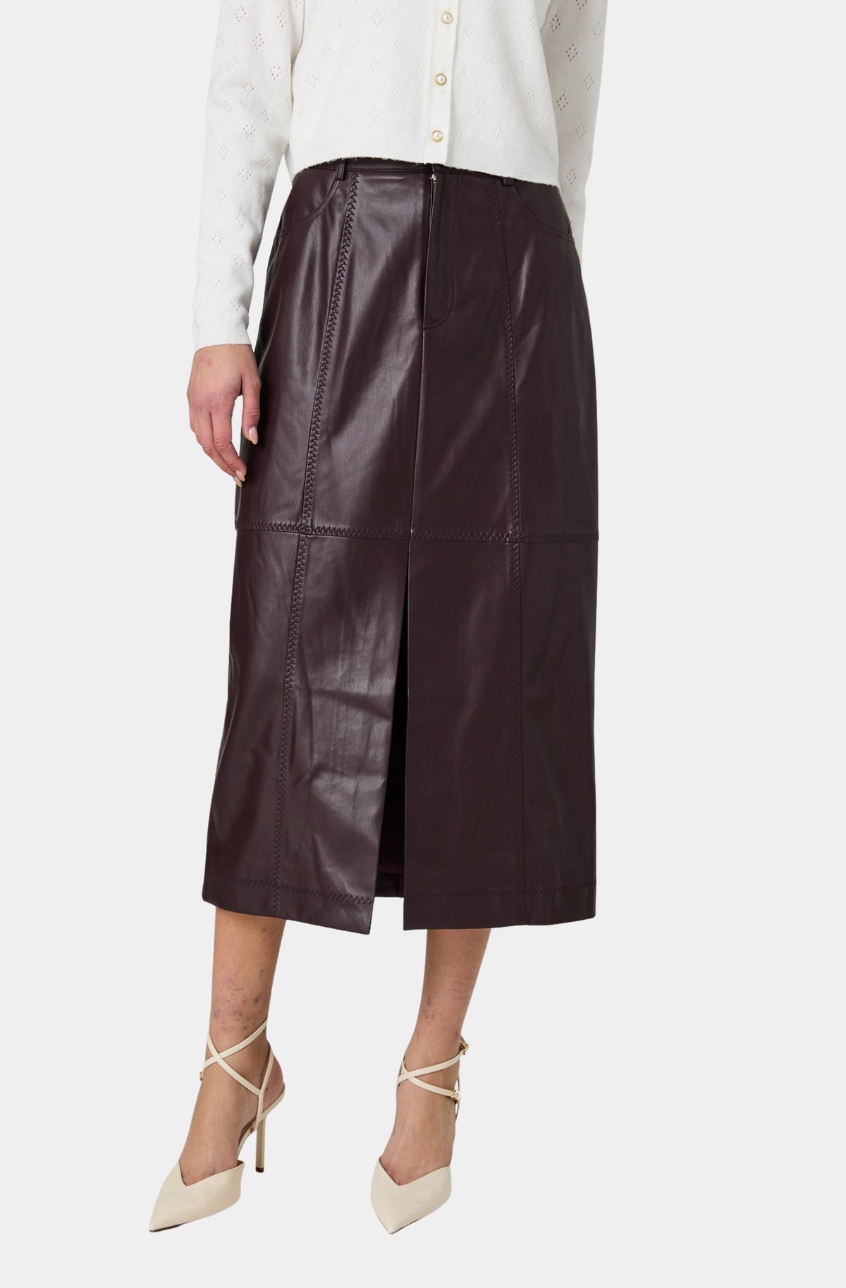 Madeline Faux Leather Midi Skirt