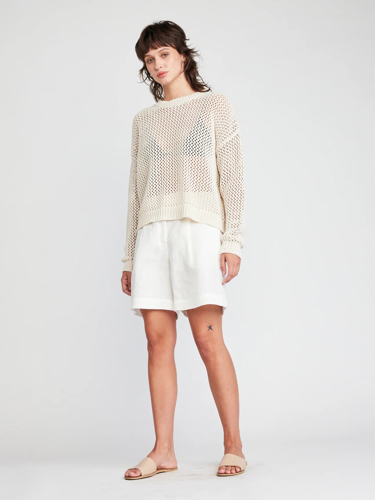 Alanna Long Sleeve Fishnet Sweater