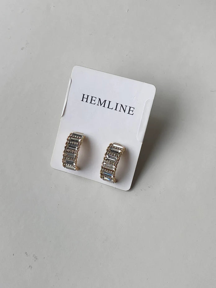 Crystal Half Moon Hoops