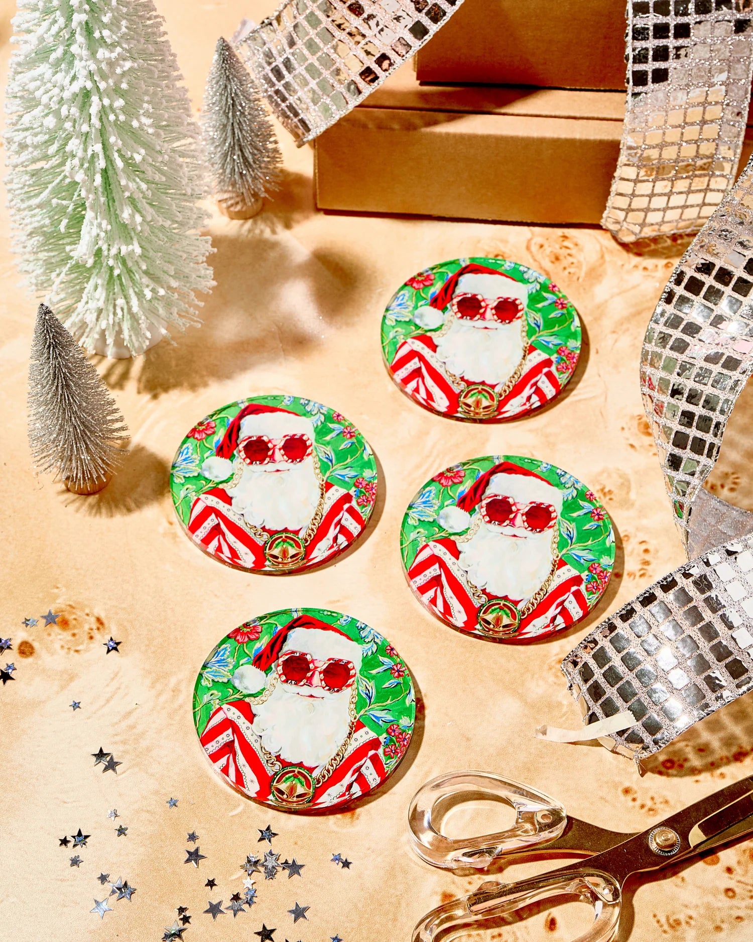 Swanky Santa Coaster Set