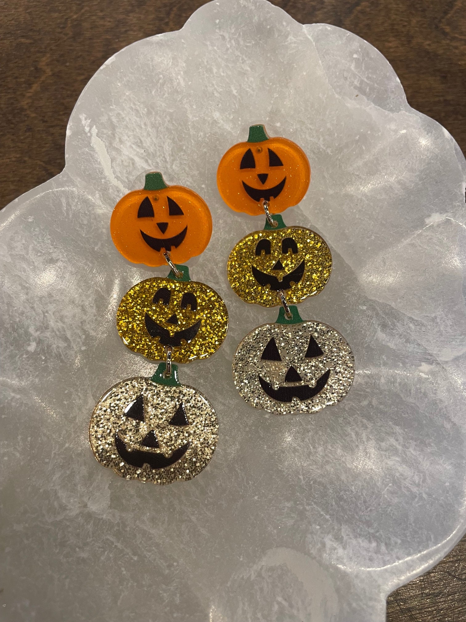 Three Smile Pumpkin Dangle Earrings