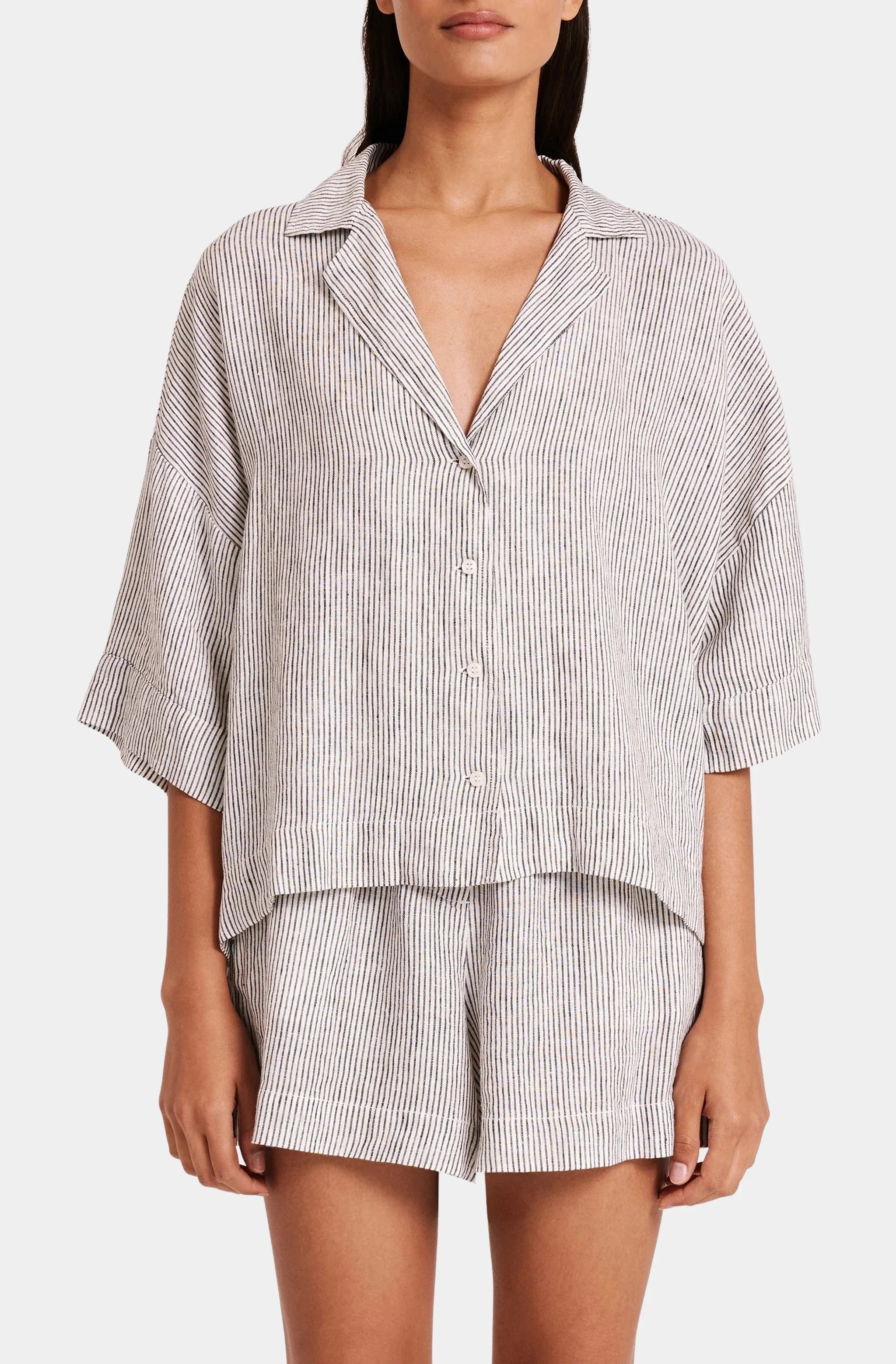 Lounge Stripe Linen Shirt