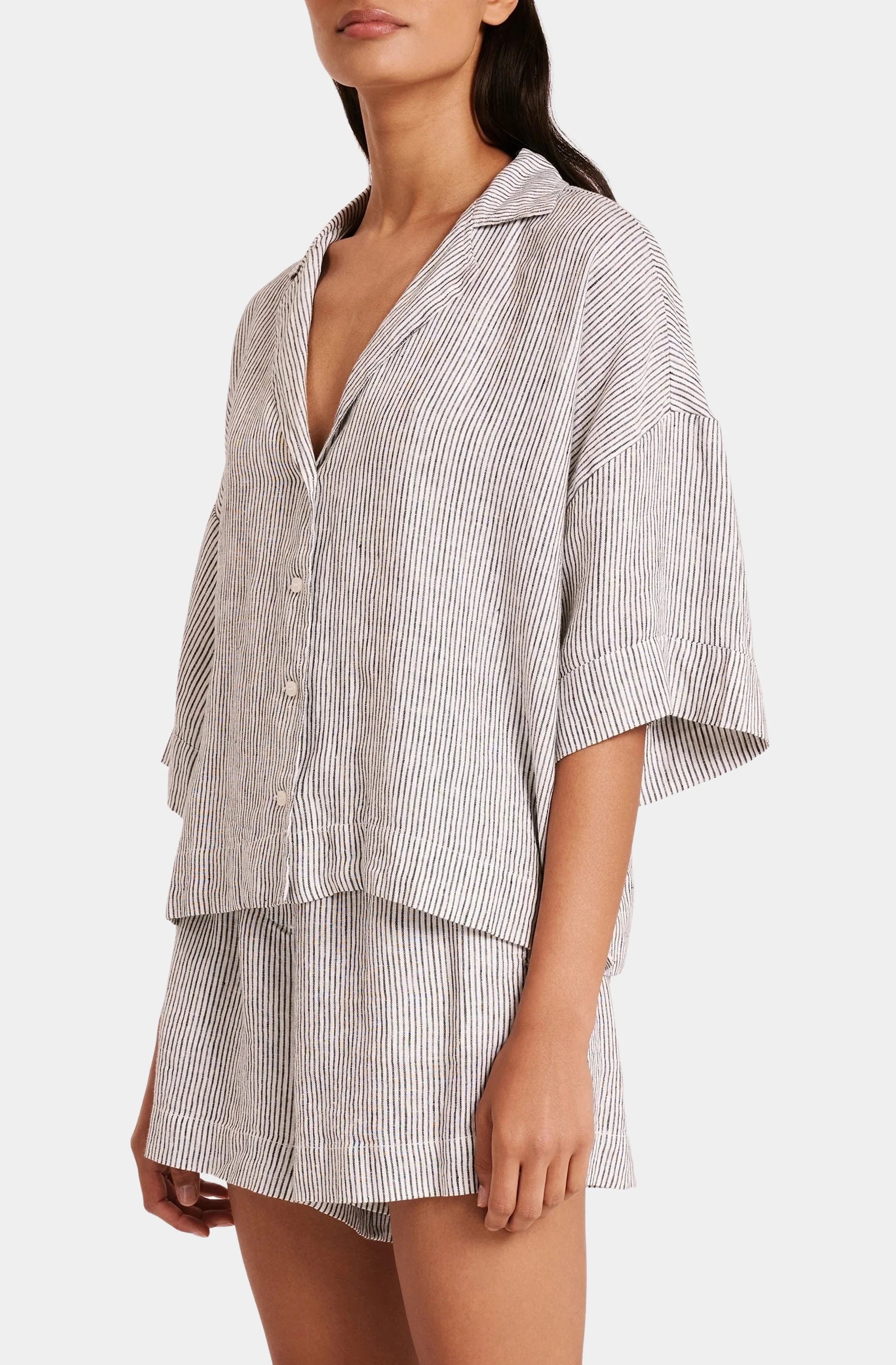 Lounge Stripe Linen Shirt