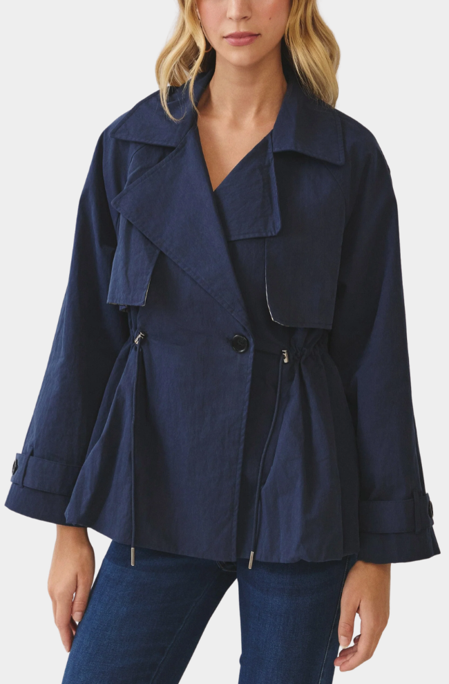 Drawstring Waist Trench Jacket