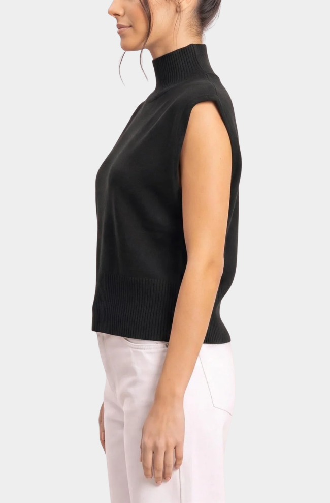 Sleeveless High Neck Knit Top