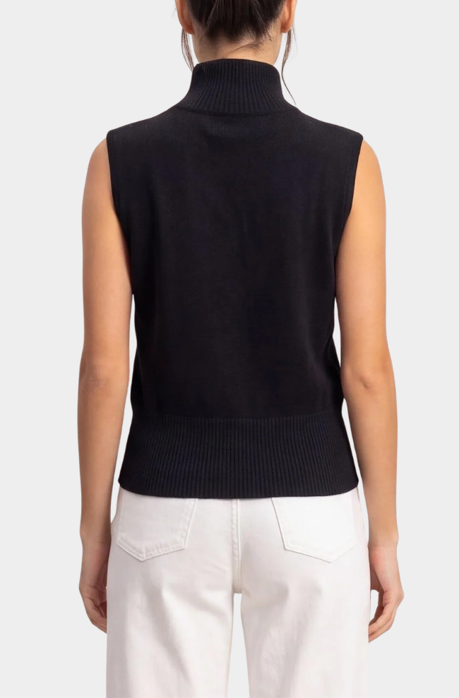 Sleeveless High Neck Knit Top