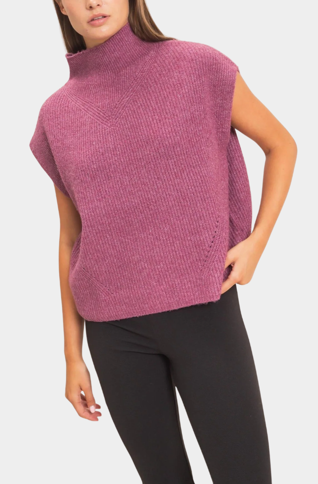 Sleeveless High Neck Sweater