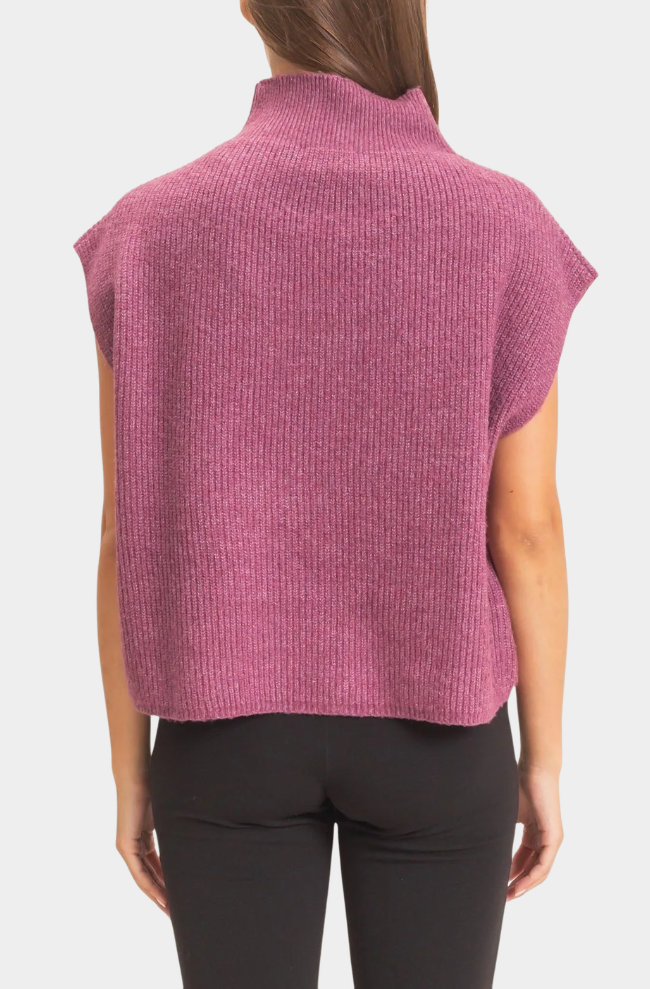 Sleeveless High Neck Sweater