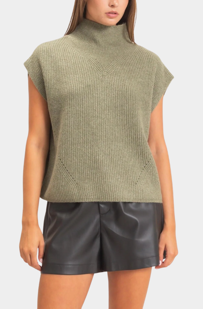 Sleeveless High Neck Sweater
