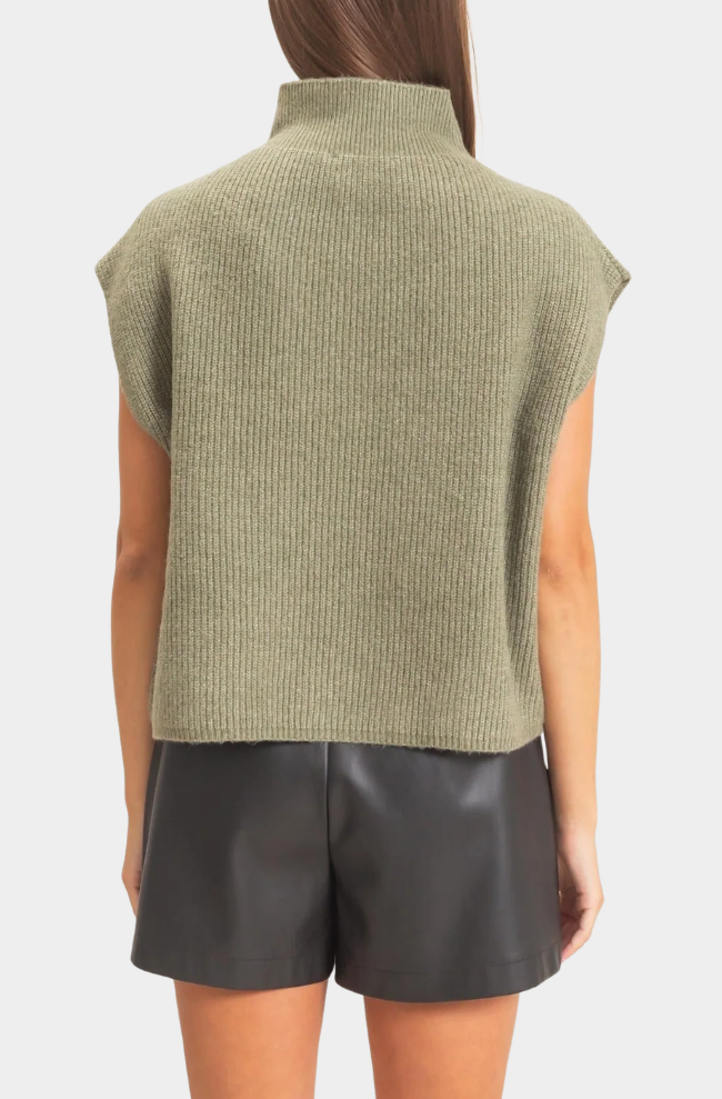 Sleeveless High Neck Sweater